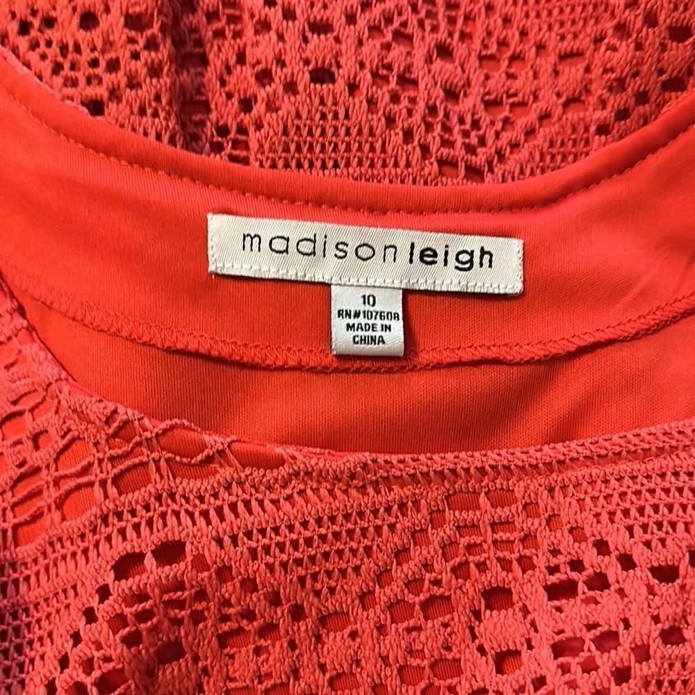 Madison Leigh Coral Melon MIDI sheath dress size 10 - Picture 3 of 8